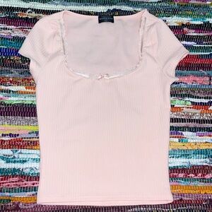Pink White Fox Boutique Lacey Top (Never worn)
